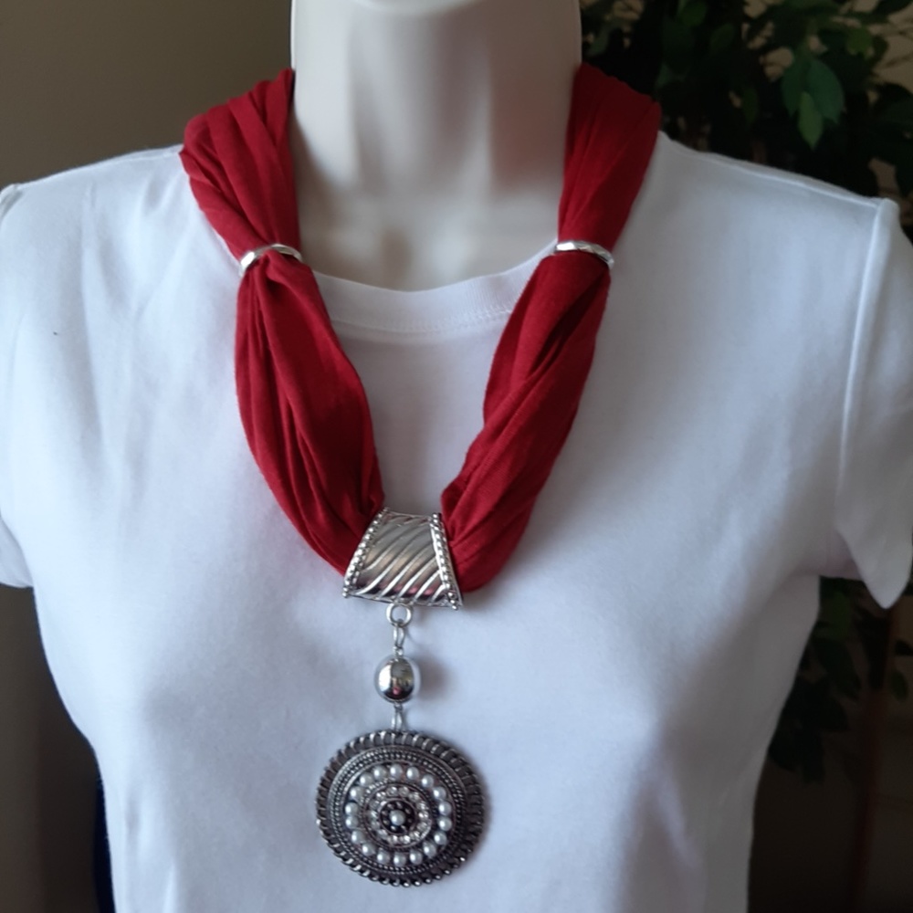 Scarf, neck with embellishments
